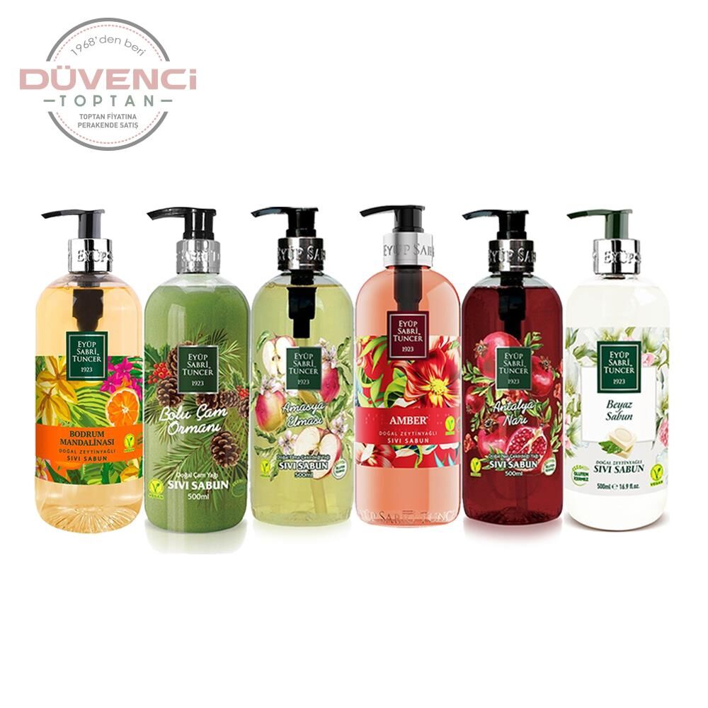 Eyüp Sabri Tuncer Sıvı Sabun Seti Amasya Elması, Amber, Antalya Narı, Beyaz Sabun, Bodrum Mandalinası, Bolu Çam 500 ml