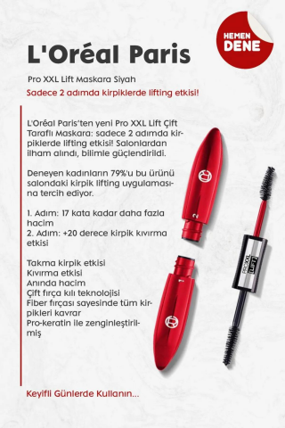 3 Adet Loreal Paris Pro XXL Lift Maskara Siyah ve ROSIE Pamuk 60'lı