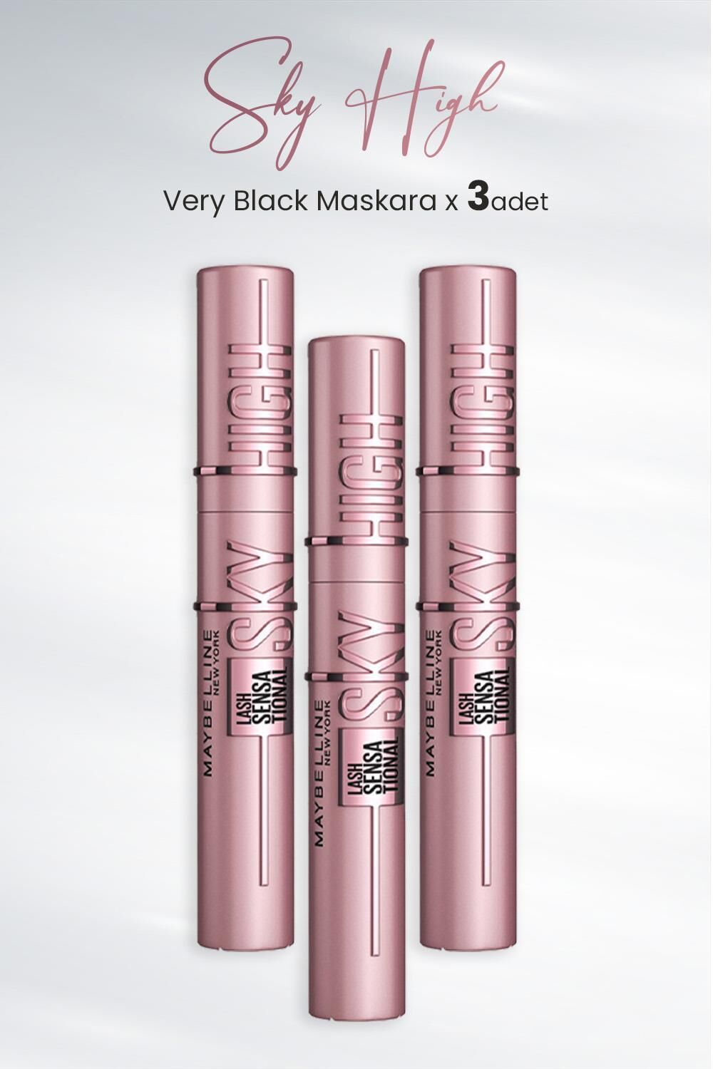 Maybelline New York Maskara Sky High Very Black x 3 Adet