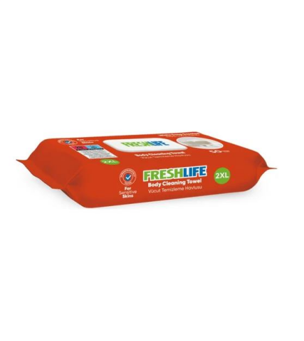 Freshlife Beyaz Sabunlu Vücut Temizleme Havlusu 2XL 50'li