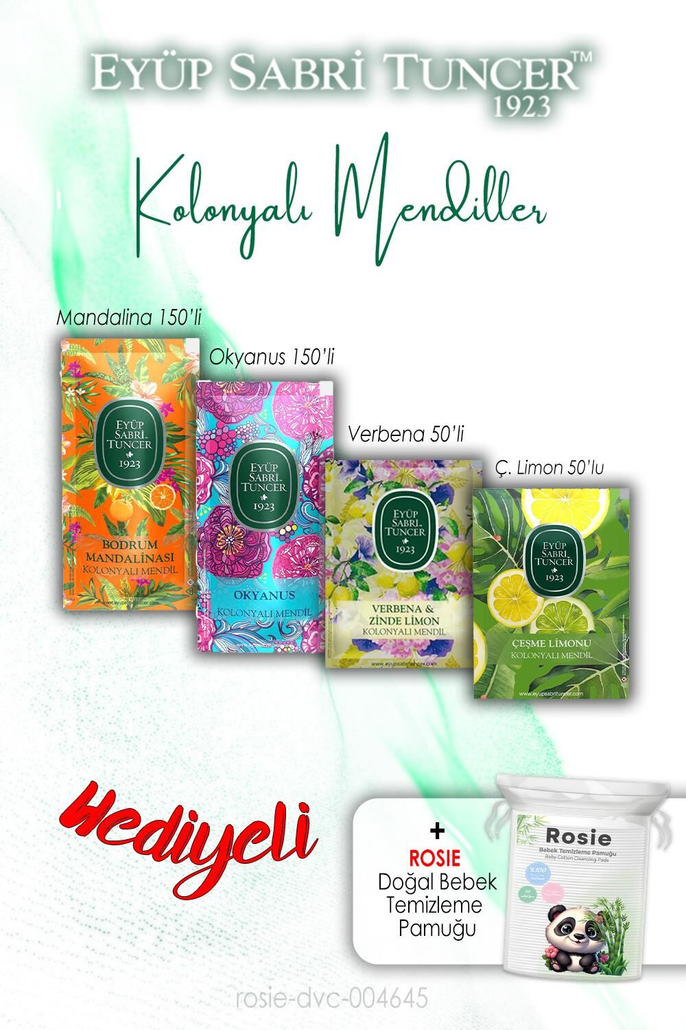 Okyanus, Verbena, Mandalina ve Limon Kolonyalı Mendil ve ROSIE