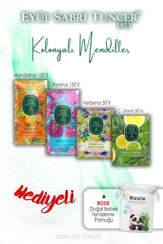 Okyanus, Verbena, Mandalina ve Limon Kolonyalı Mendil ve ROSIE