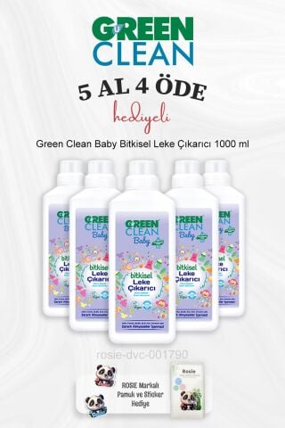 Green Clean Bebek Bitkisel Leke Çıkarıcı 1000 ml 5 Al 4 Öde ve Rosie Pamuk