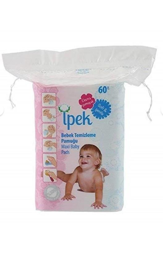 İpek Ipek Bebek Temizleme Pamuğu 60'lı, 24 Paket 1440 Adet