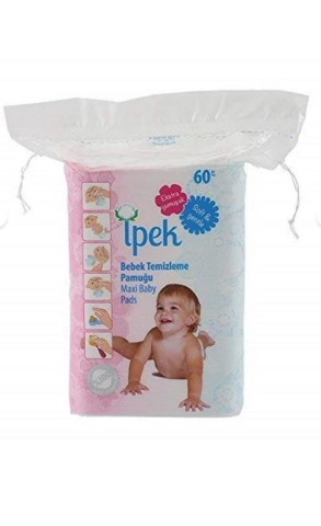 İpek Ipek Bebek Temizleme Pamuğu 60'lı, 24 Paket 1440 Adet
