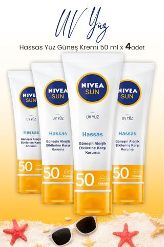 Nivea Sun Spf50 Hassas Yüz Güneş Kremi 50 ml x 4 Adet
