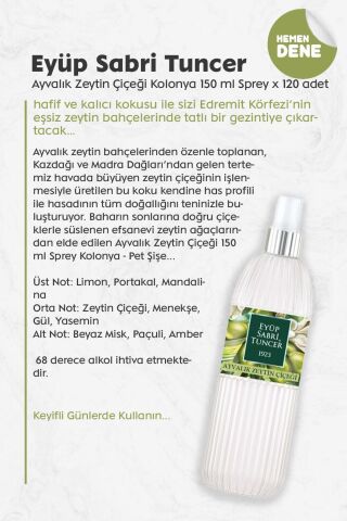 Mevlüd İçin Hediyelik Kolonya Ayvalık Zeytin Çiçeği 150 ml x 120 adet
