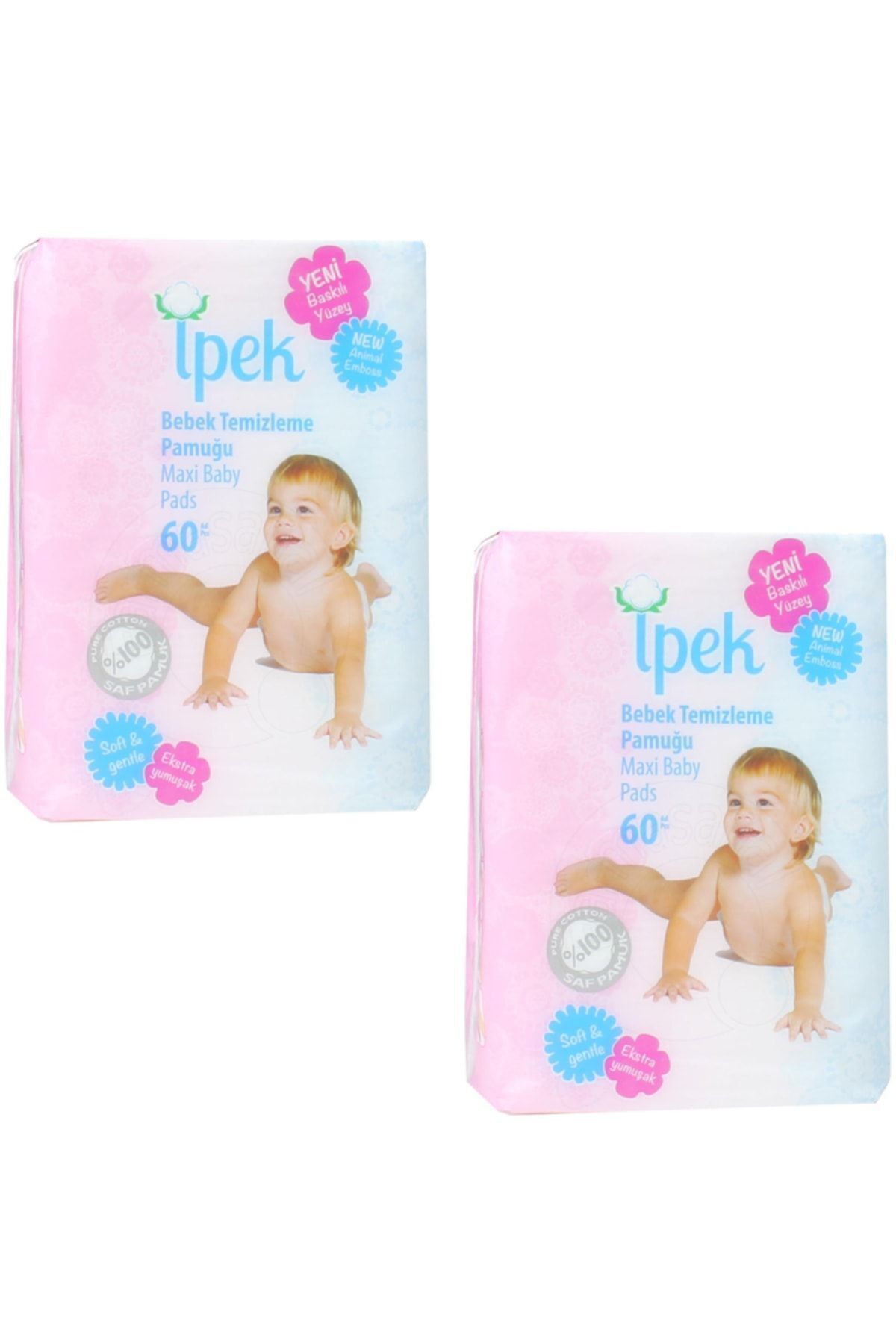 İpek Maxi 60 Adet Bebek Temizleme Pamuğu 2 Li Paket