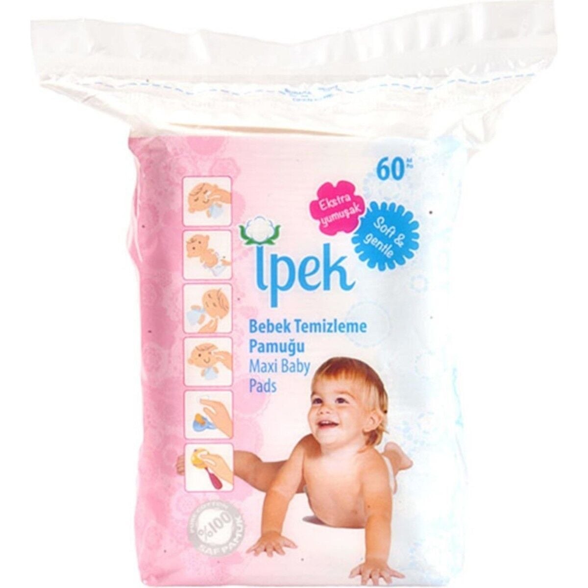 İpek Bebek Temizleme Pamuğu 60LI