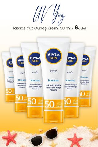 Nivea Sun Spf50 Hassas Yüz Güneş Kremi 50 ml x 6 Adet