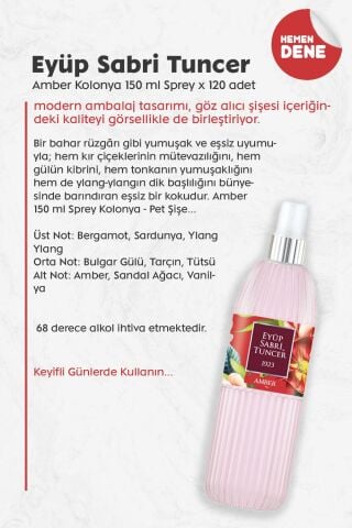 Mevlüd İçin Hediyelik Sprey Kolonya Amber 150 ml x 120 adet