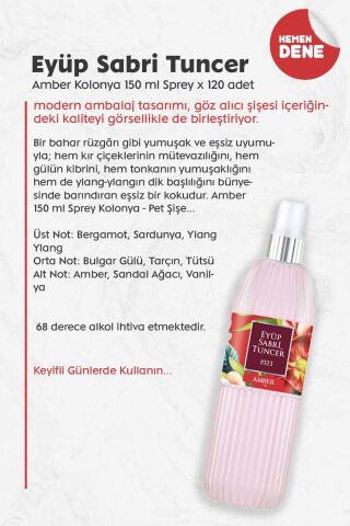 Mevlüd İçin Hediyelik Sprey Kolonya Amber 150 ml x 120 adet