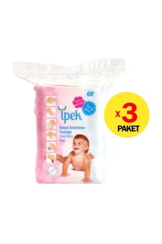 İpek Maxi Bebek Temizleme Pamuğu 60'lı 3'lü Set