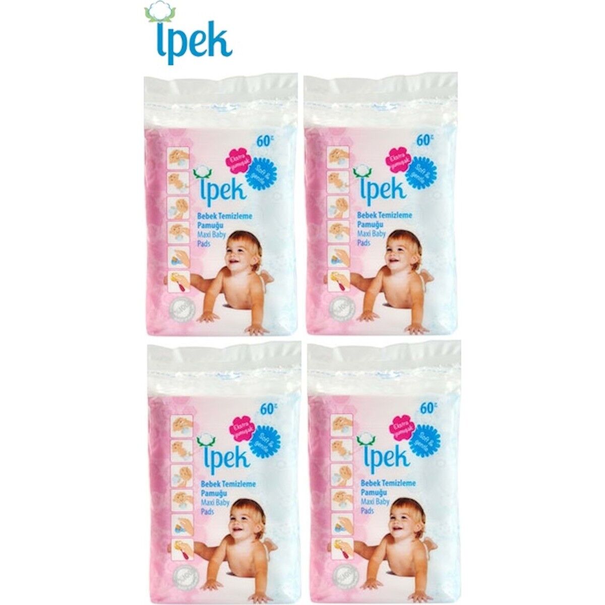İpek Hidrofil Maxi Bebek Pedi 60'lı (4'lü Paket)