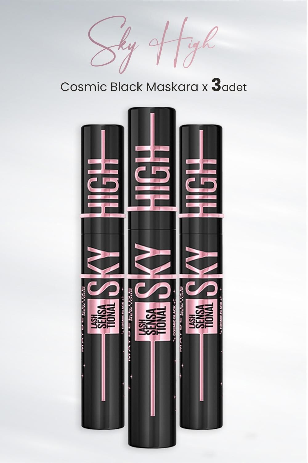 Maybelline New York Maskara Sky High Cosmic Black x 3 Adet