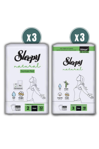 Sleepy Natural Hijyenik Ped Gece 54 Adet Günlük Ped Uzun 96 Adet ve ROSIE