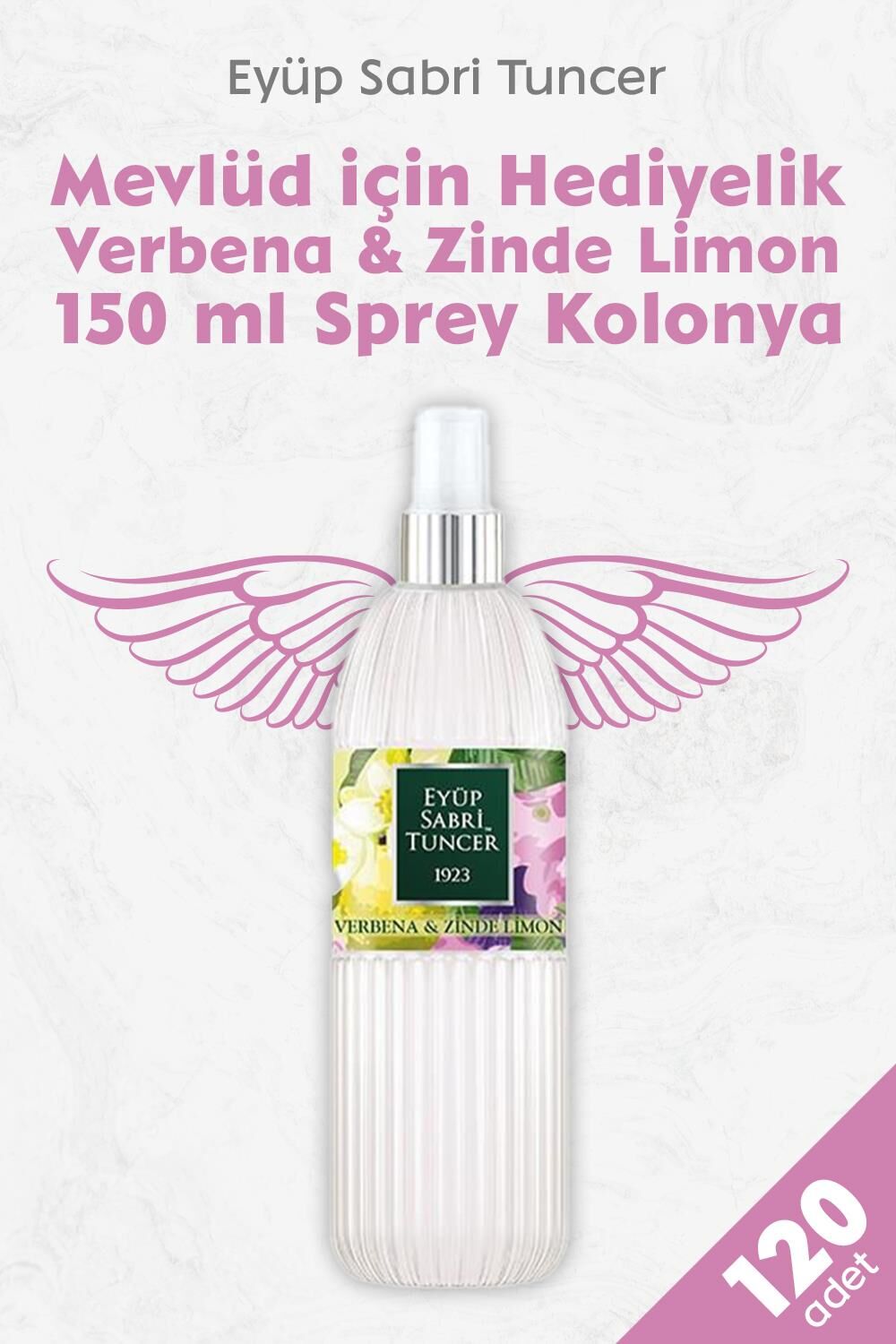 Mevlüd İçin Hediyelik Sprey Kolonya Verbena & Zinde Limon 150 ml x 120 adet