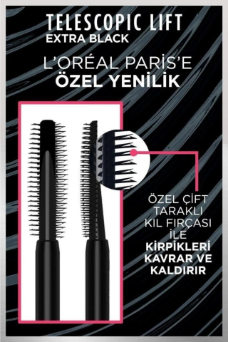 3 Adet Loreal Paris Telescopic Lift Maskara Ekstra Siyah ve  ROSIE Pamuk