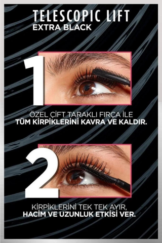 3 Adet Loreal Paris Telescopic Lift Maskara Ekstra Siyah ve  ROSIE Pamuk