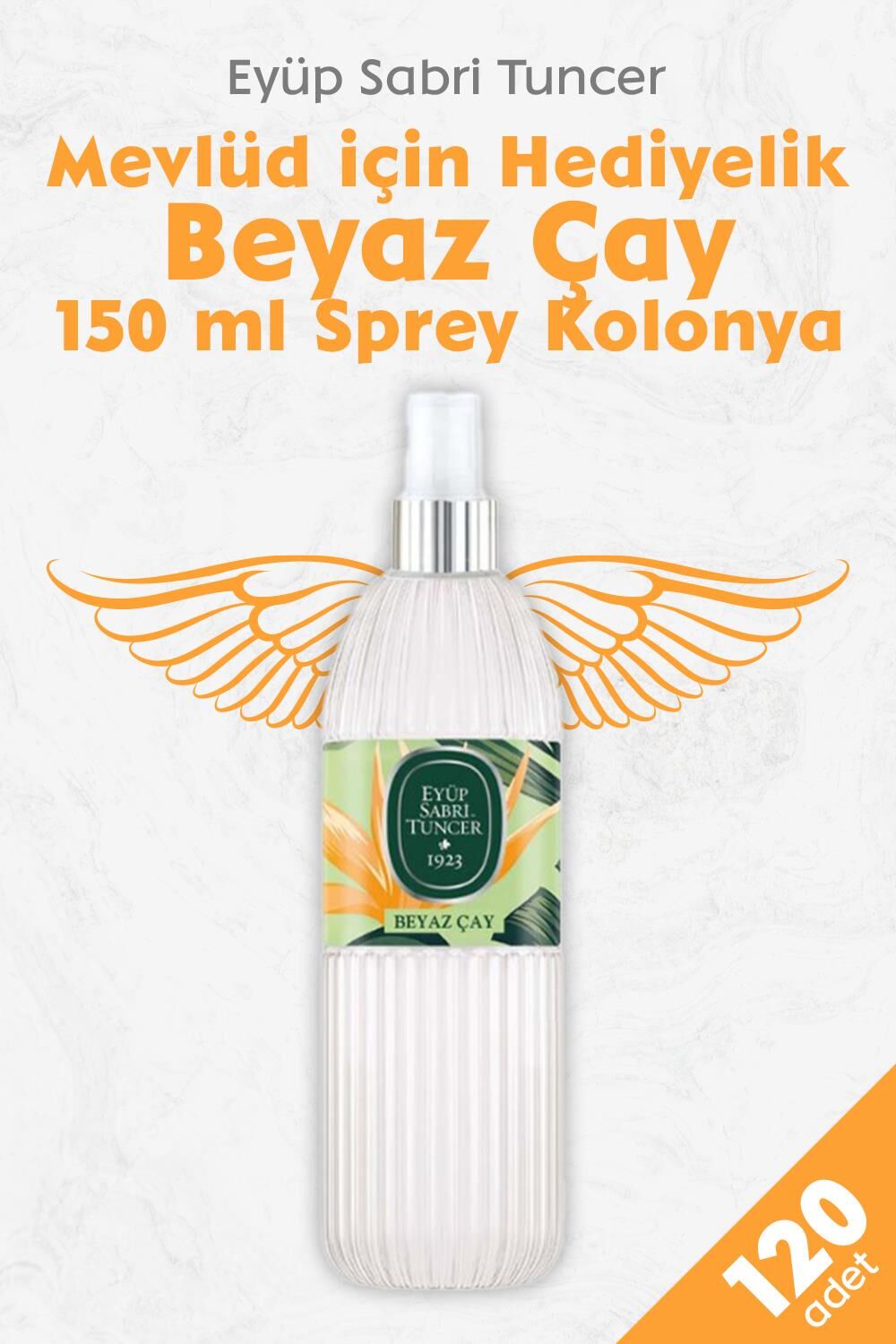 Mevlüd İçin Hediyelik Sprey Kolonya Beyaz Çay 150 ML x 120 Adet