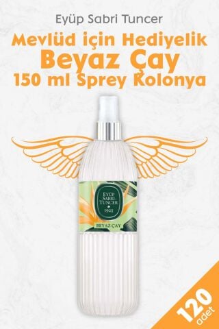 Mevlüd İçin Hediyelik Sprey Kolonya Beyaz Çay 150 ML x 120 Adet