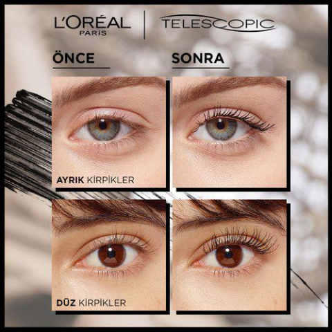 3 Adet Loreal Paris Telescopic Carbon Black Maskara Siyah ve ROSIE