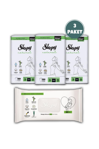 Sleepy Natural Ultra Hassas Hijyenik Ped Gece 54 Adet, Natural 60'lı Islak Mendil e ROSIE