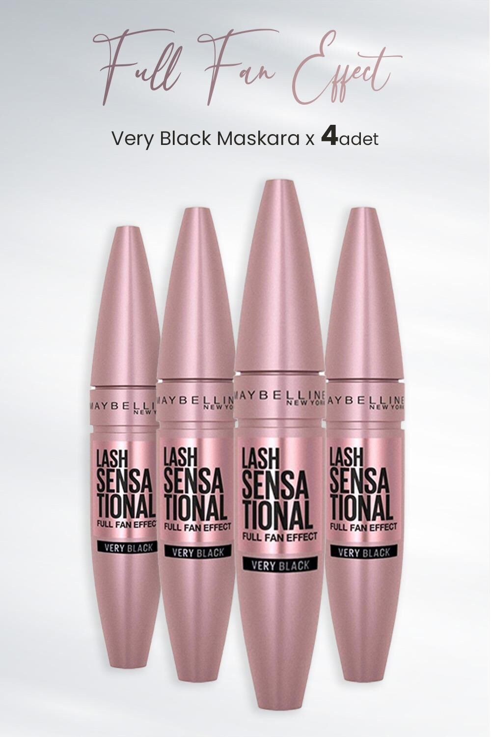 Maybelline New York Maskara Full Fan Effect Very Black x 4 Adet