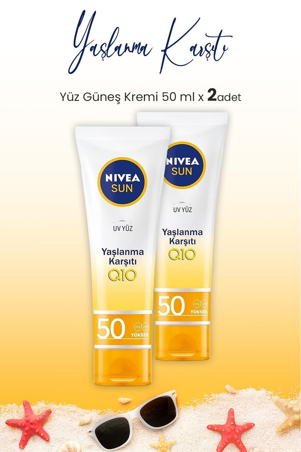 Nivea Yaşlanma Karşıtı Yüz Kremi Spf50 50 ml x 2 Adet