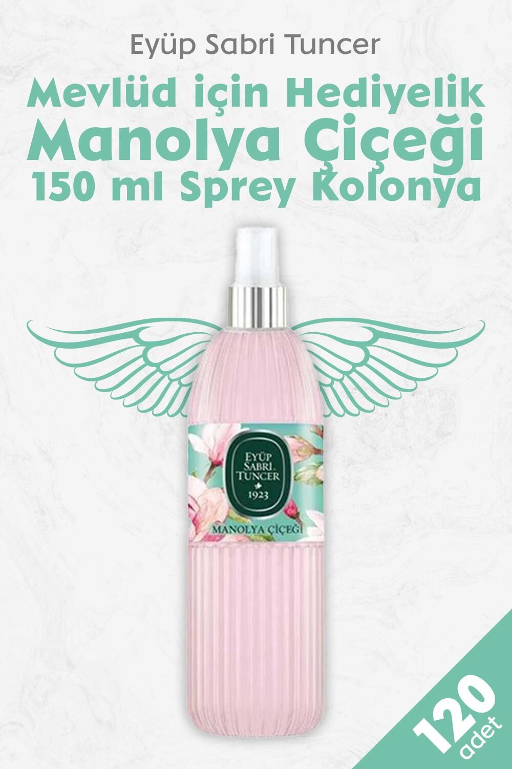 Mevlüd İçin Hediyel,k Sprey Kolonya Manolya Çiçeği 150 ML x 120 Adet