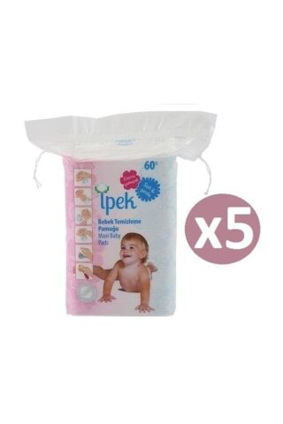 İpek Maxi Pamuk Bebek Temizleme Pamuğu 60'lı, 5'li Paket