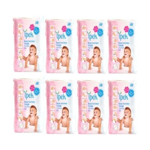 İpek Maxi Bebek Temizleme Pamuğu 60'lı x 8 Paket