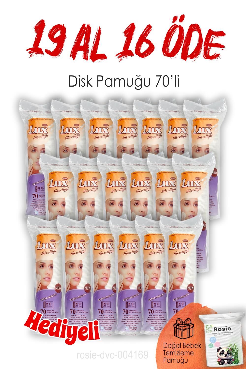 Lux 19 AL 16 ÖDE Disk Makyaj Pamuğu 70'li ve ROSIE