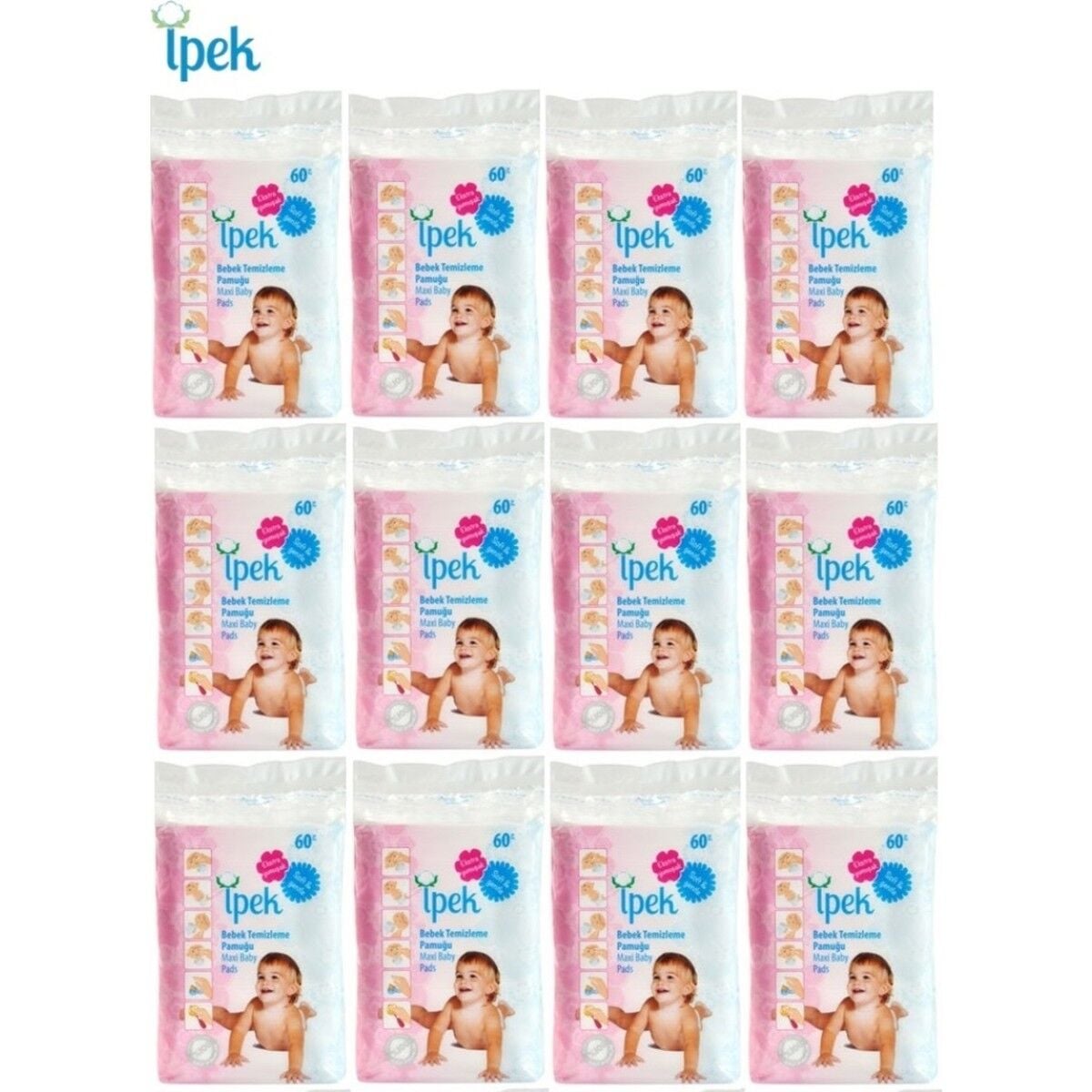 İpek Bebek Temizleme Pamuğu 60 x 12 720 Adet