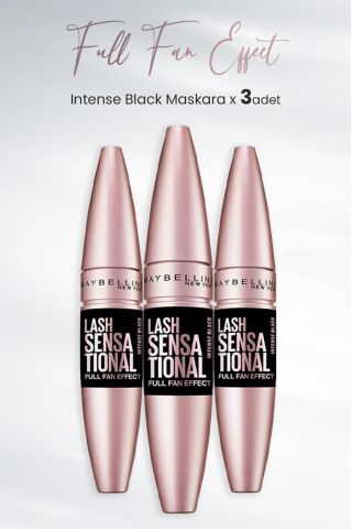 Maybelline New York Maskara Full Fan Effect Intense Black x 3 Adet