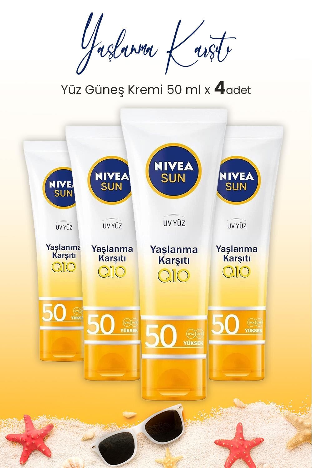 Nivea Yaşlanma Karşıtı Yüz Kremi Spf50 50 ml x 4 Adet
