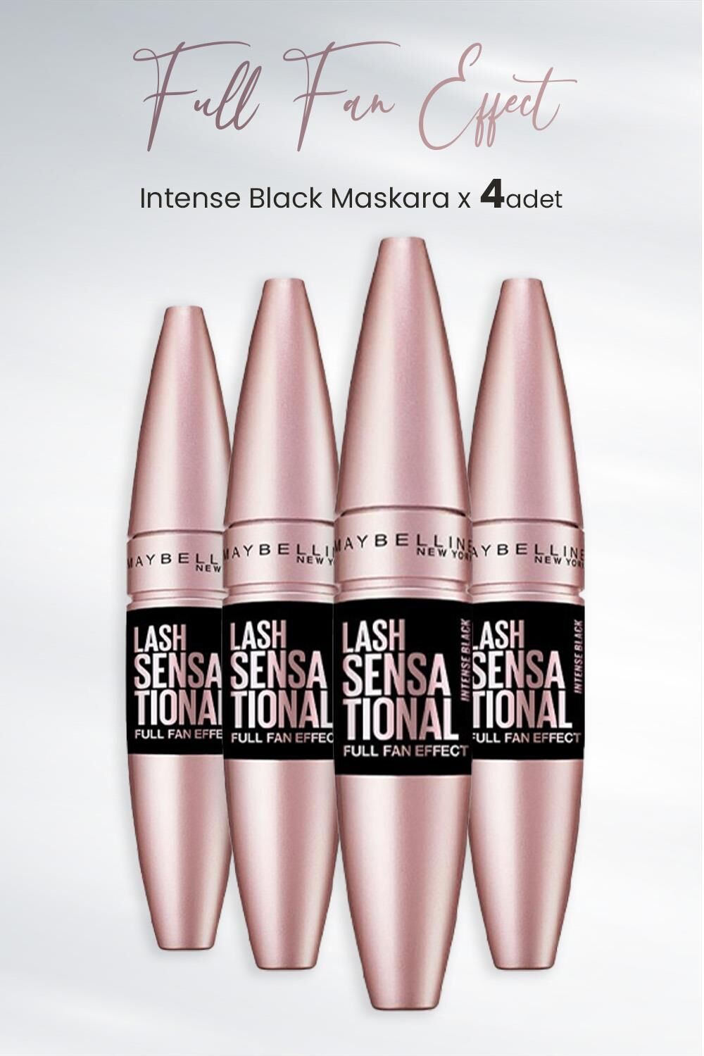 Maybelline New York Maskara Full Fan Effect Intense Black x 4 Adet