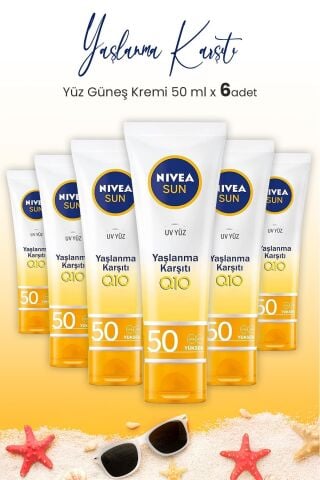 Nivea Yaşlanma Karşıtı Yüz Kremi Spf50 50 ml x 6 Adet
