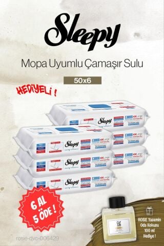 Sleepy 6 AL 5 ÖDE Çamaşır Sulu Mopa Uyumlu 50'li, Rosie Yasemin Oda Kokusu