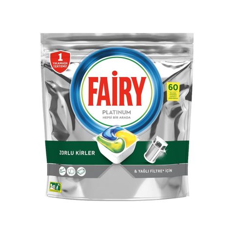 Fairy Platinum Bulaşık Makinesi Deterjanı Tableti Limon Kokulu 60' lı