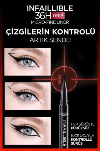 3 Adet Loreal Paris Infaillible Grip Eyeliner 05 Sage Green ve ROSIE Pamuk