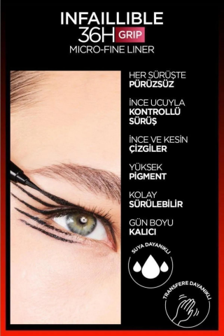 3 Adet Loreal Paris Infaillible Grip Eyeliner 05 Sage Green ve ROSIE Pamuk