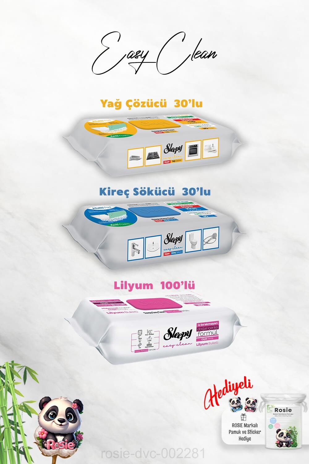 Kireç ve Yağ Çözücü 30'lu, Lilyum Buketi Easy Clean ve Rosie Hediye