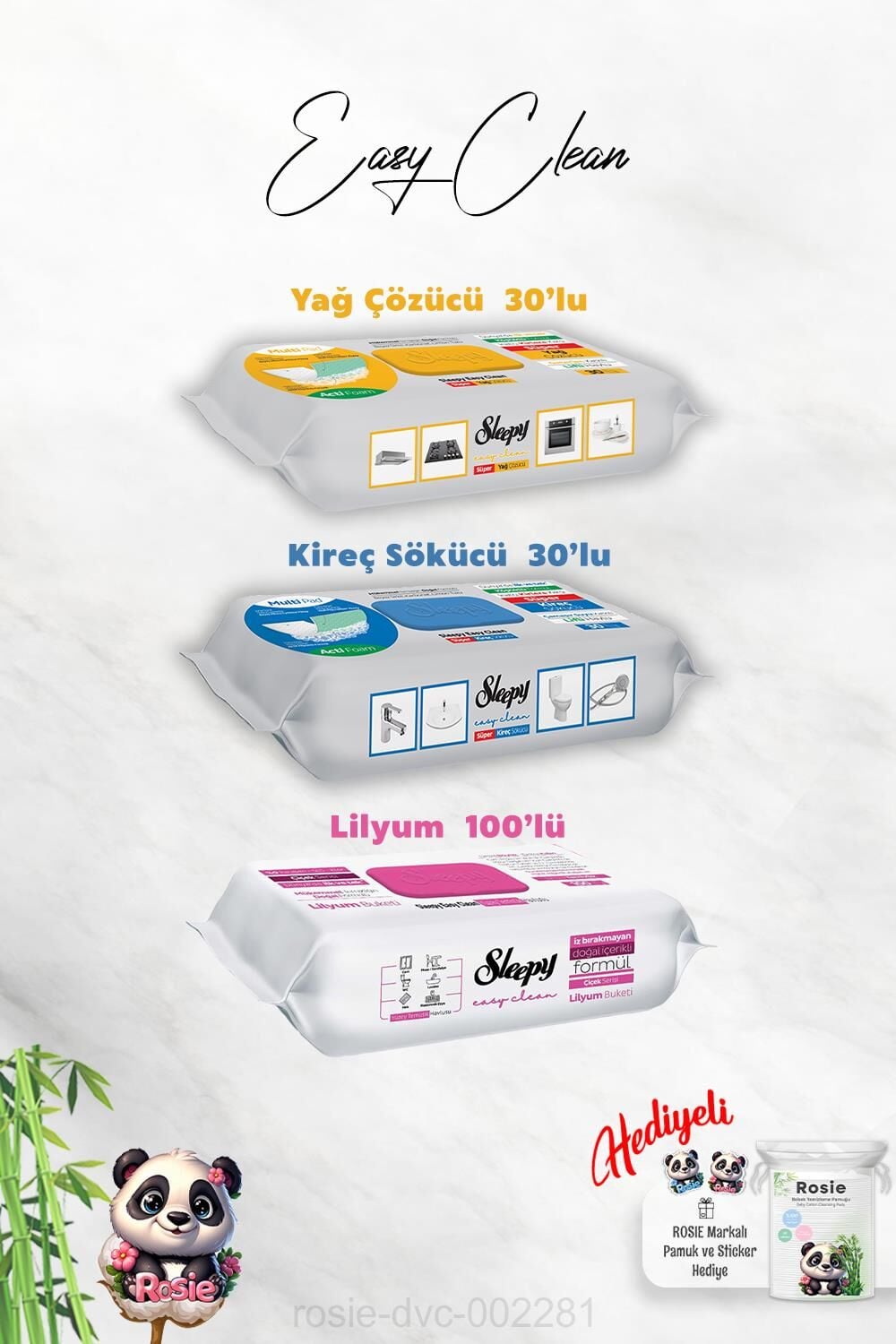 Kireç ve Yağ Çözücü 30'lu, Lilyum Buketi Easy Clean ve Rosie Hediye