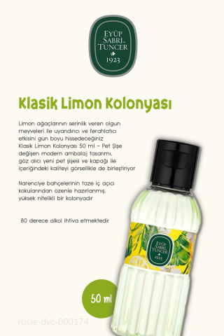 Eyüp Sabri Tuncer Klasik Limon Kolonyası 50 ml 3 Adet  ve ROSIE Pamuk 60'lı