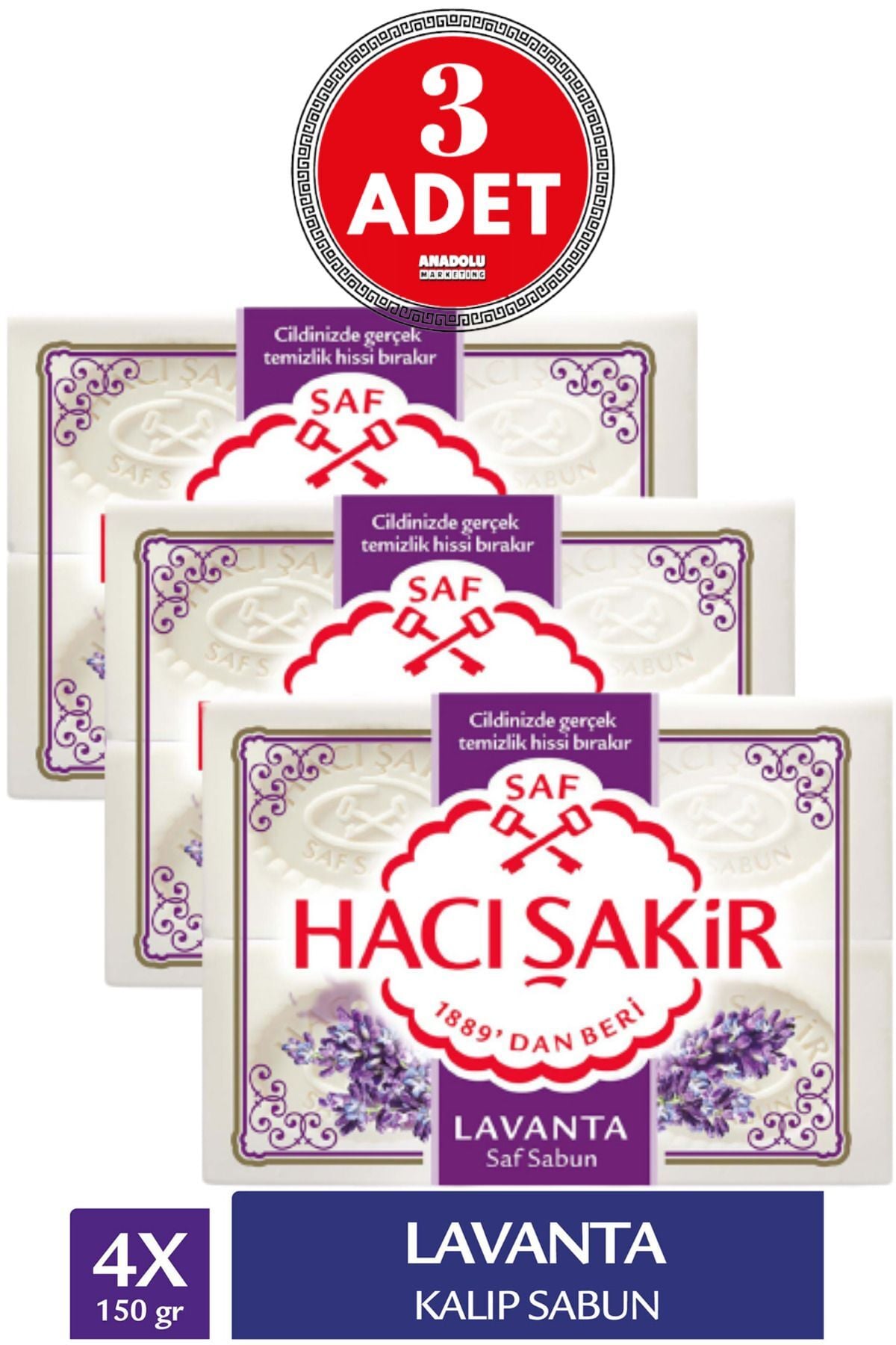 Hacı Şakir Lavanta Beyaz Kalıp Sabun 4X150G 3 ADET