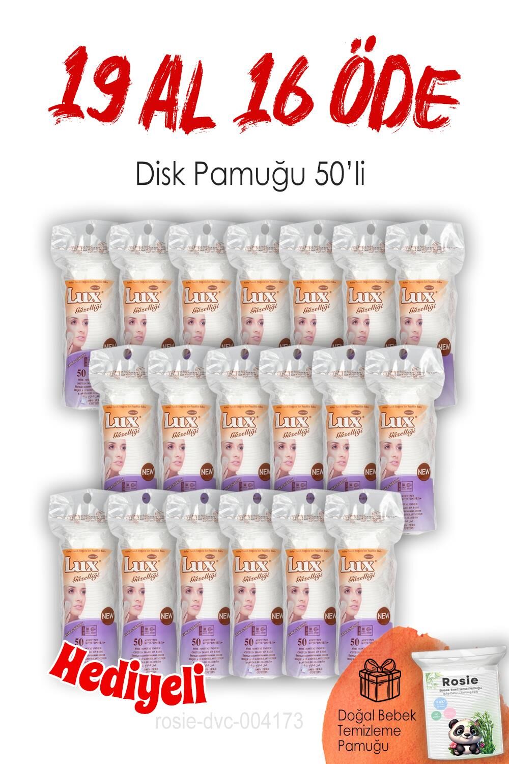 Lux 19 AL 16 ÖDE Disk Makyaj Pamuğu 50'li ve ROSIE