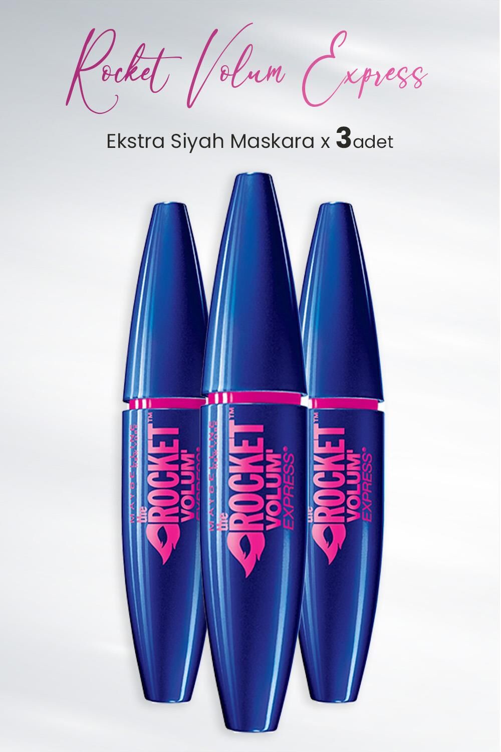 Maybelline New York Maskara Rocket Volum Express Ekstra Siyah x 3 Adet