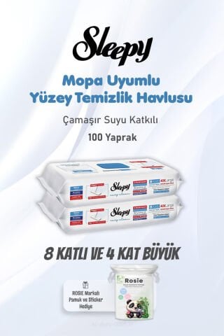 Sleepy 50x2 Çamaşır Suyu Katkılı Yüzey Temizlik Havlusu ve ROSIE