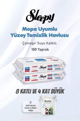 Sleepy 50x2 Çamaşır Suyu Katkılı Yüzey Temizlik Havlusu ve ROSIE
